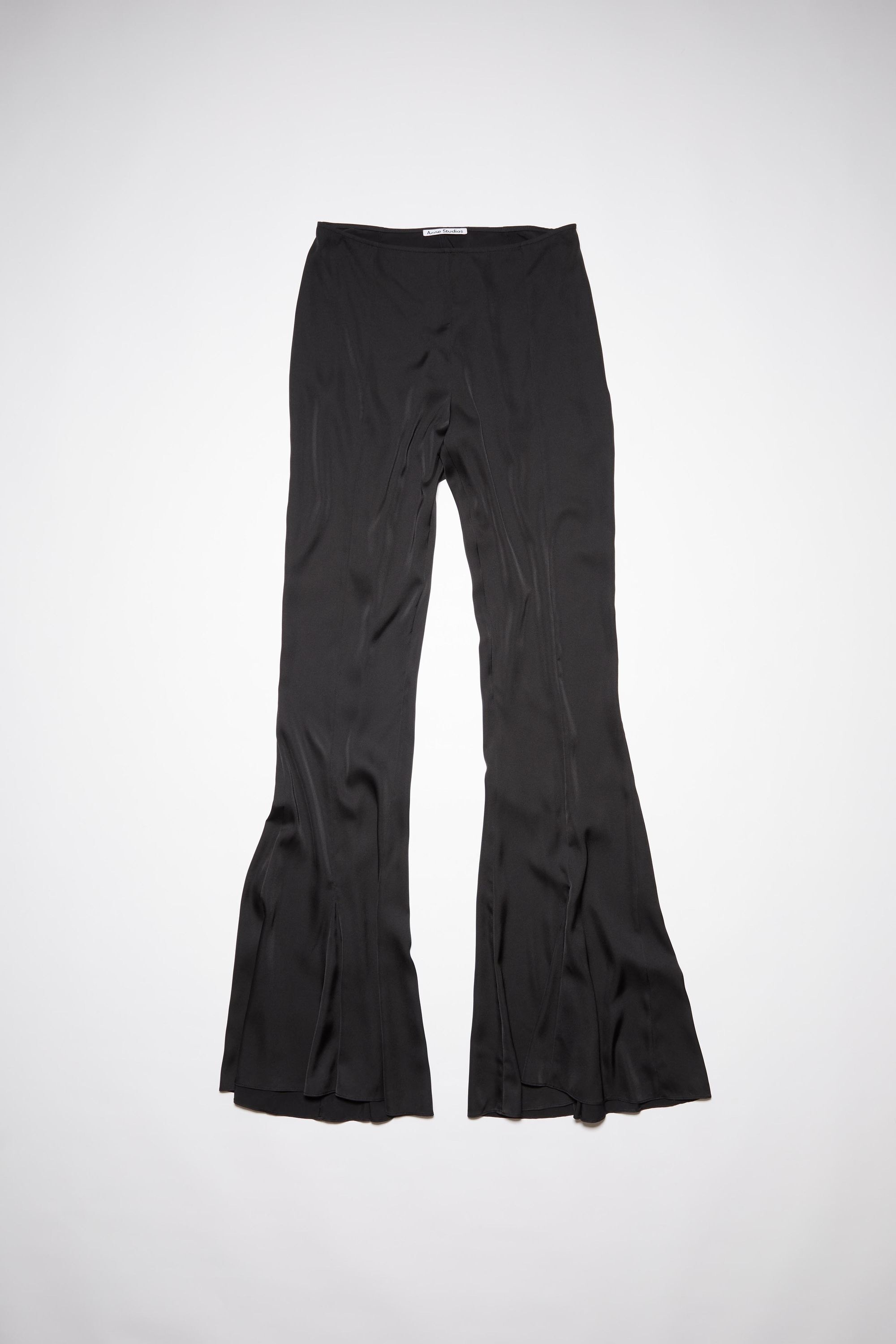 Satin flared trousers - Black - 1