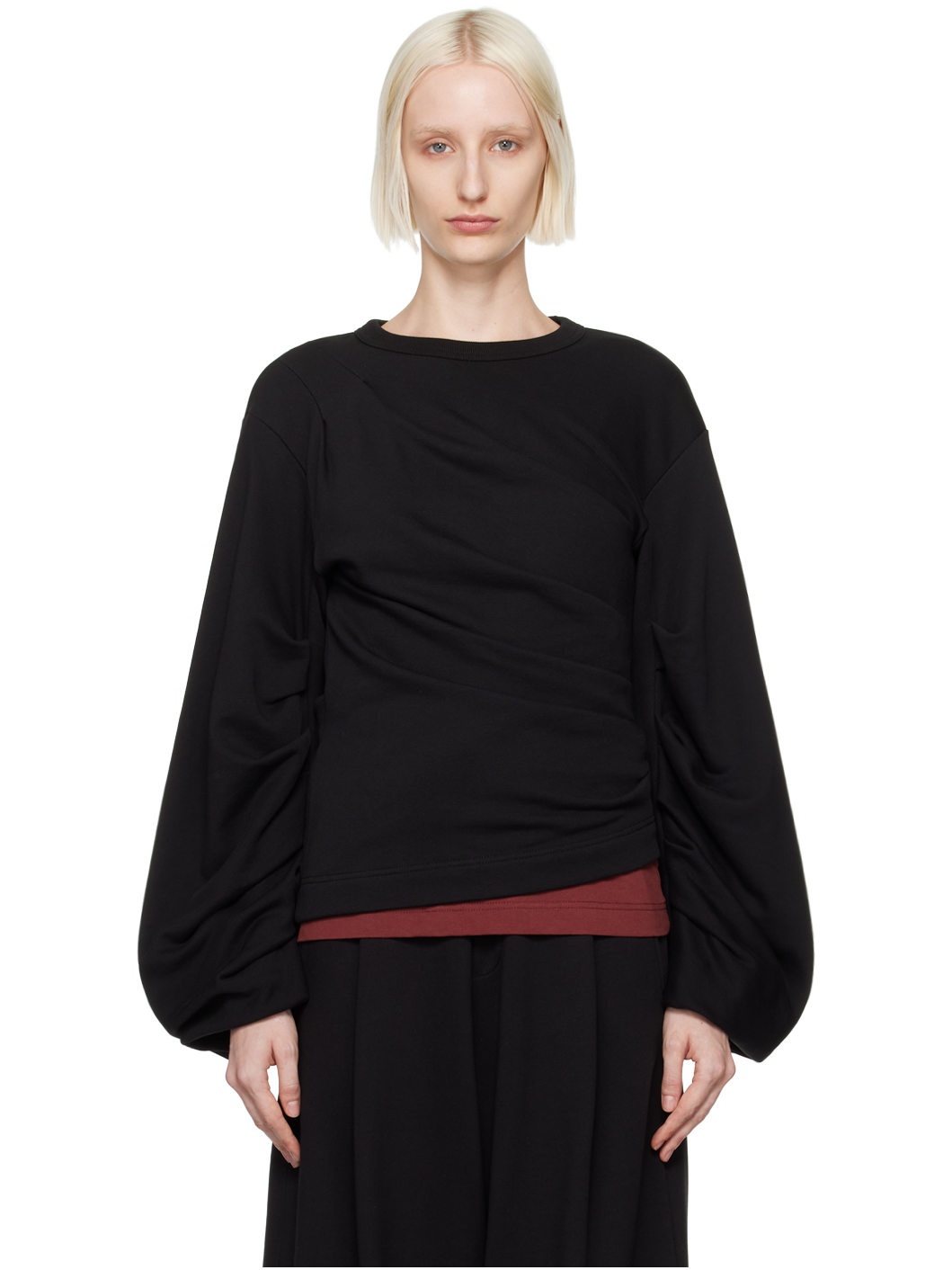 Black Pleated Sweatshirt - 1