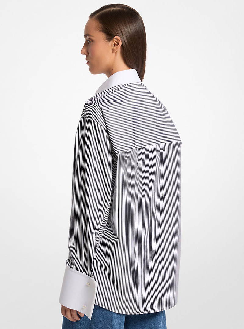 MICHAEL KORS COLLECTION Tyler Oversized Striped Cotton Blend Shirt outlook