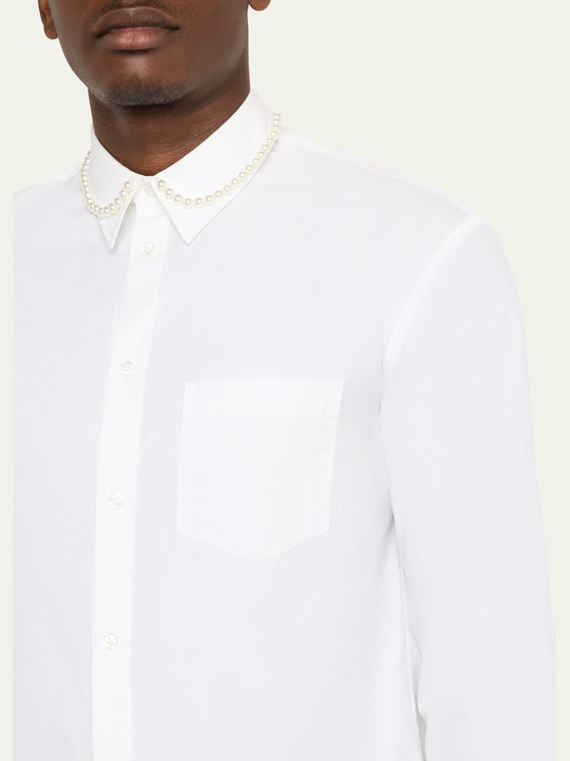 Men's Pearly-Collar Cotton Button-Down Shirt 5