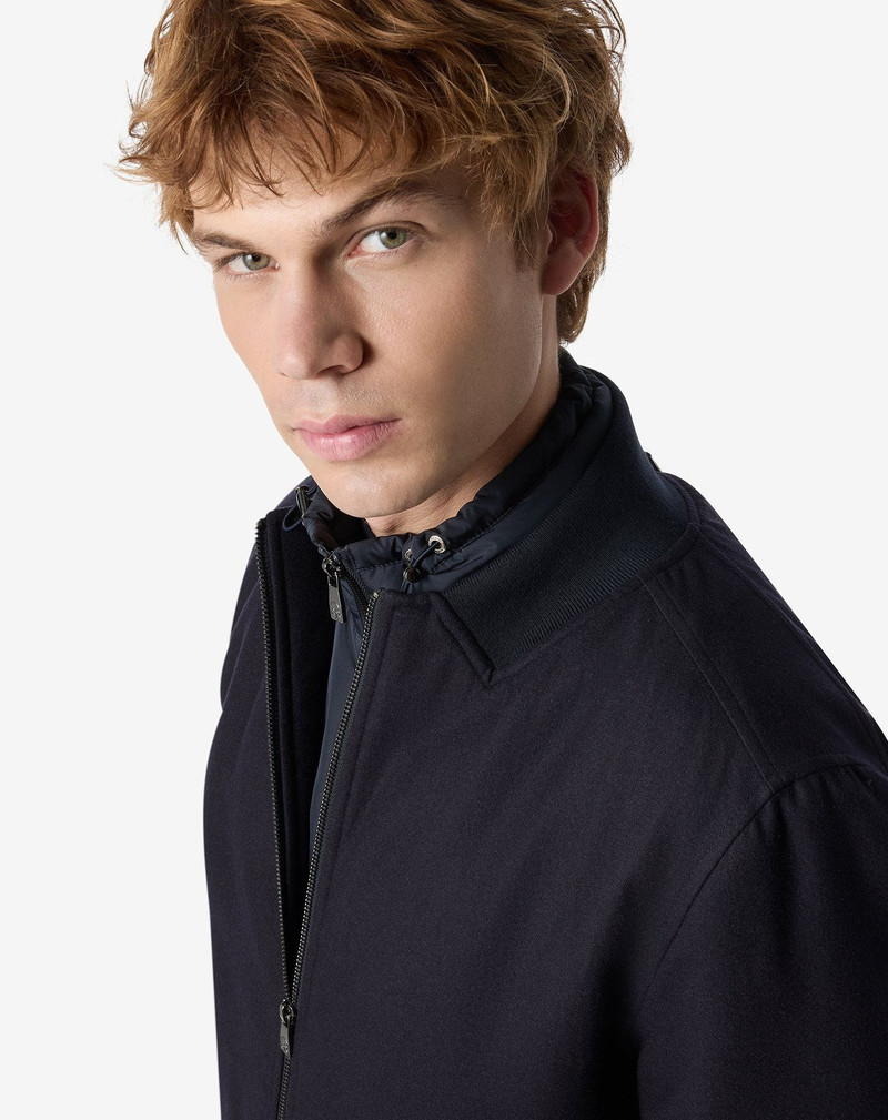 Blue technical cashmere bomber jacket with detachable vest 4