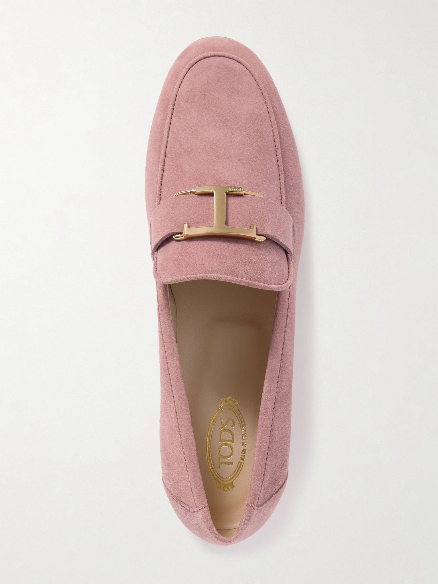 Embellished nubuck loafers Blush - 5