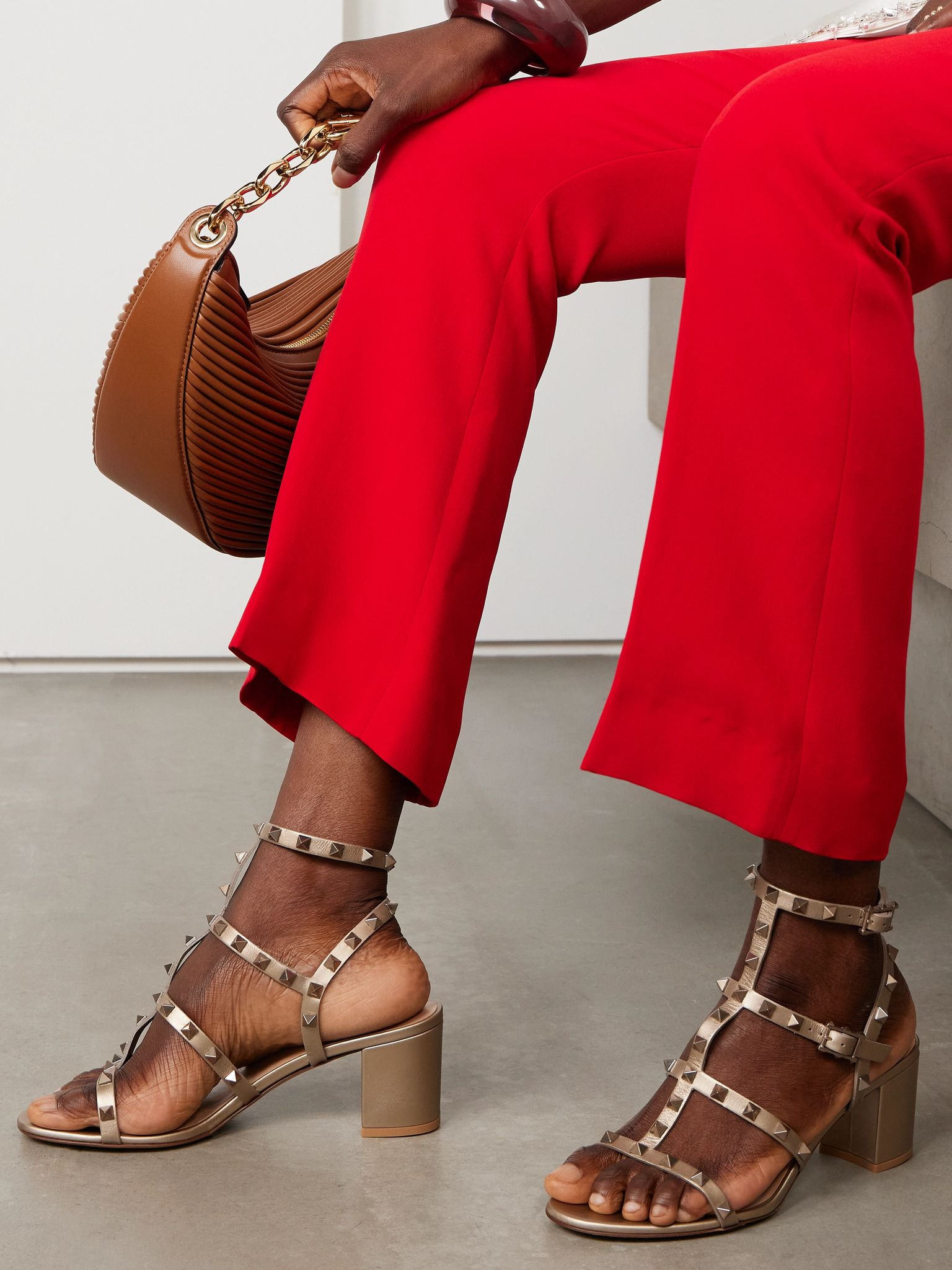 Rockstud 60 leather sandals Gold - 2