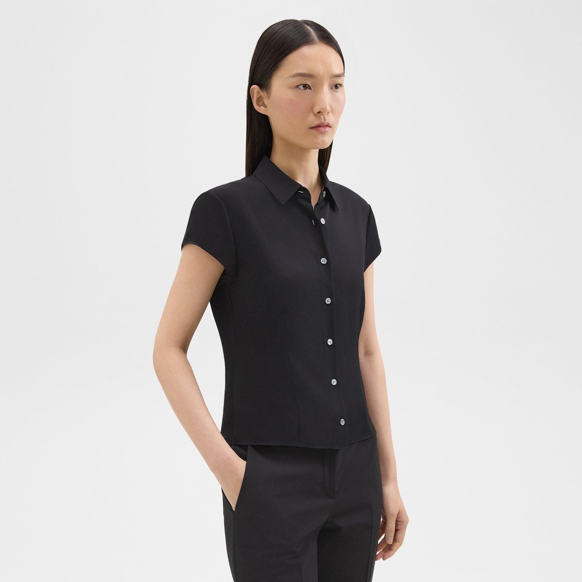 Cap Sleeve Shirt in Silk Georgette - 3