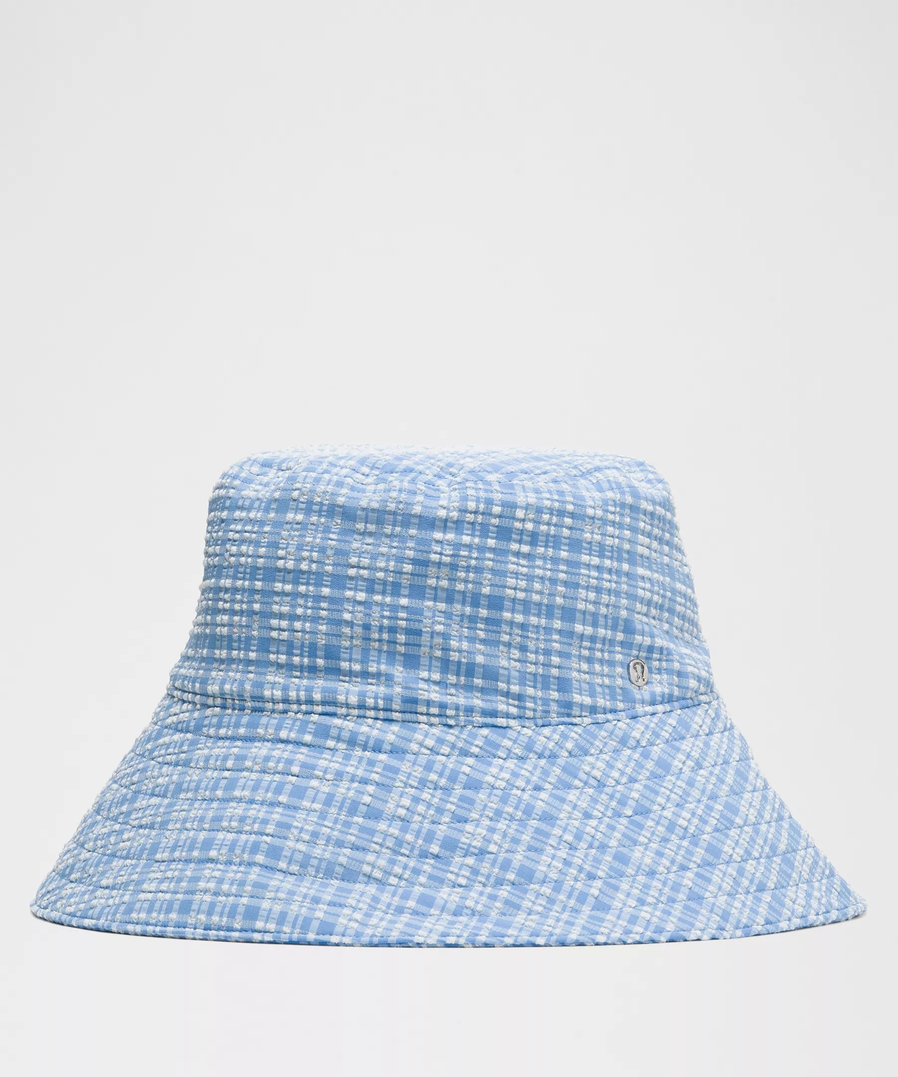 Women's Seersucker Check Wide-Brim Hat - 1