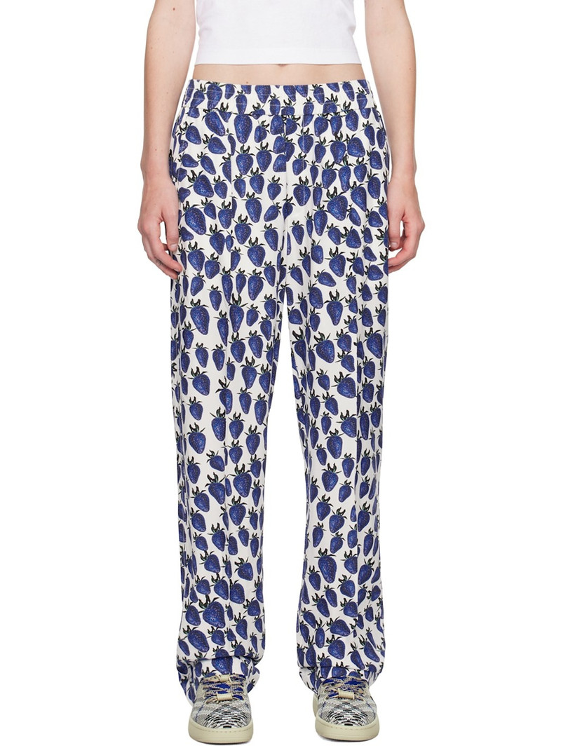 White & Blue Strawberry Trousers 1