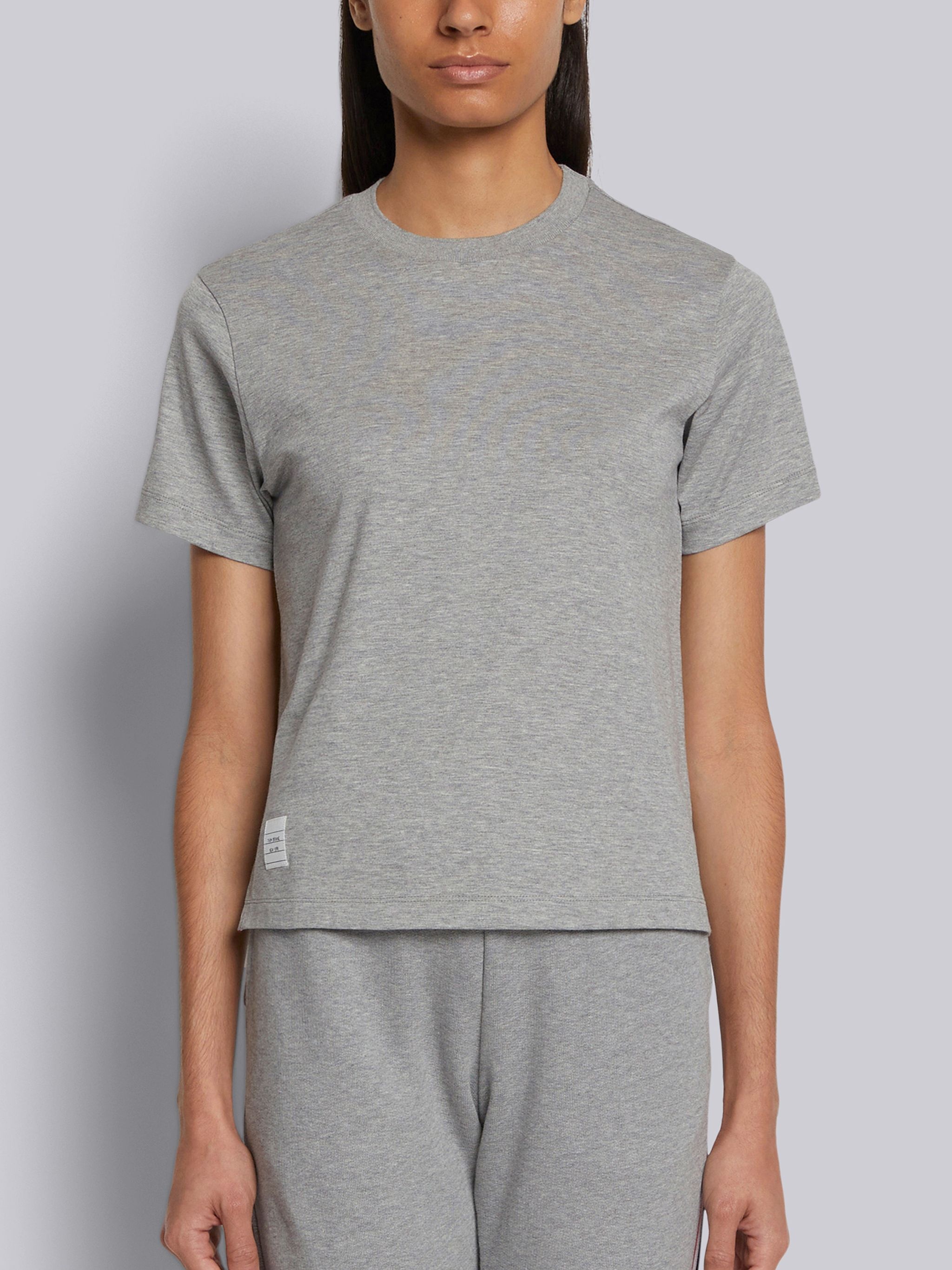 Light Grey Lightweight Jersey Side Slit Relaxed Fit Short Sleeve Tee - 1