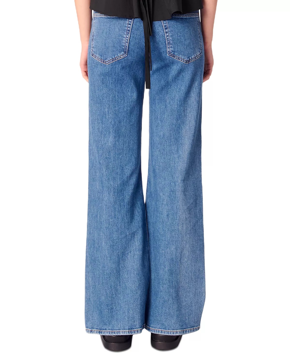 Embroidered Rhinestone High Rise Jeans in Blue - 3
