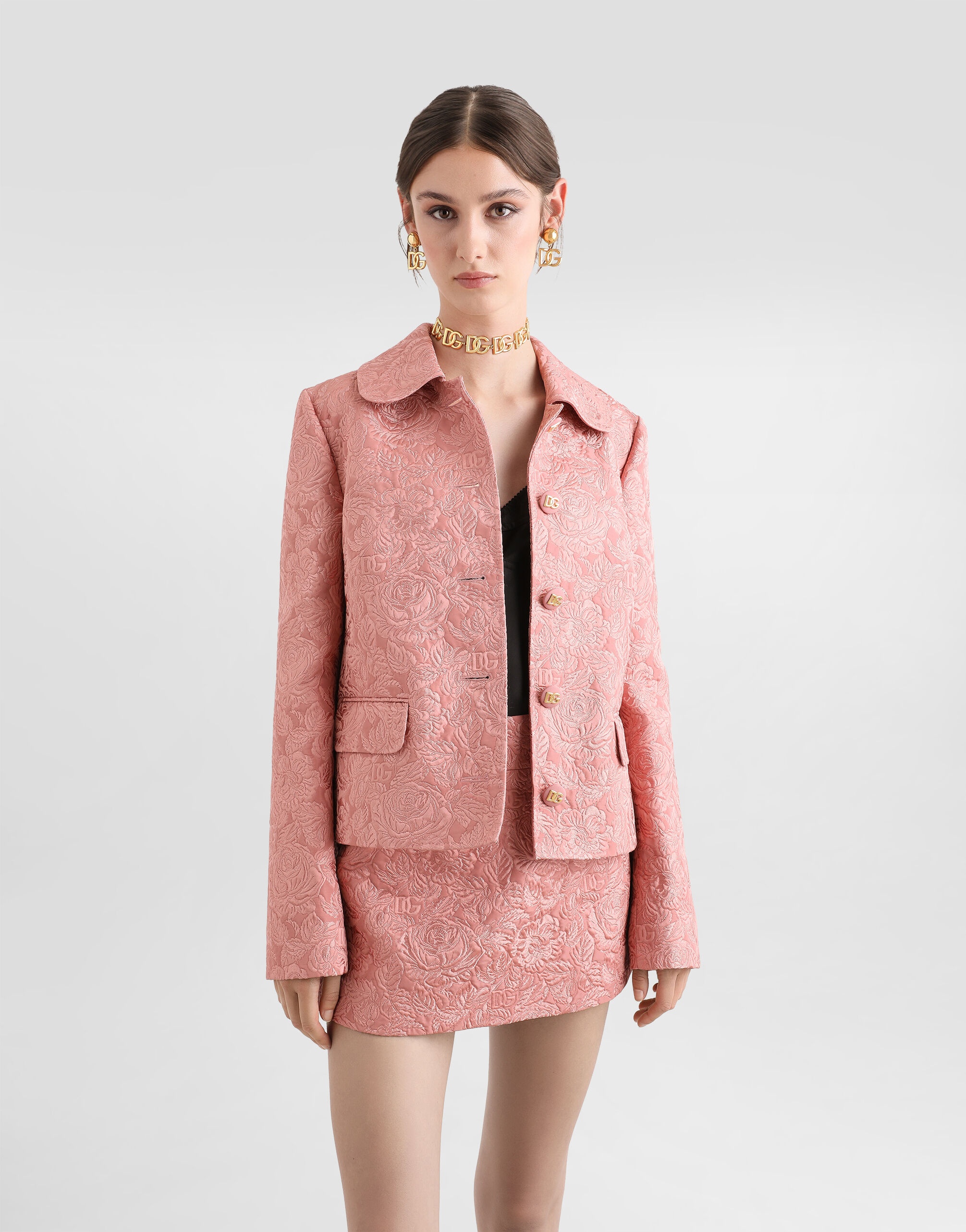 Single-breasted floral quilted jacquard Gabbana jacket - 4