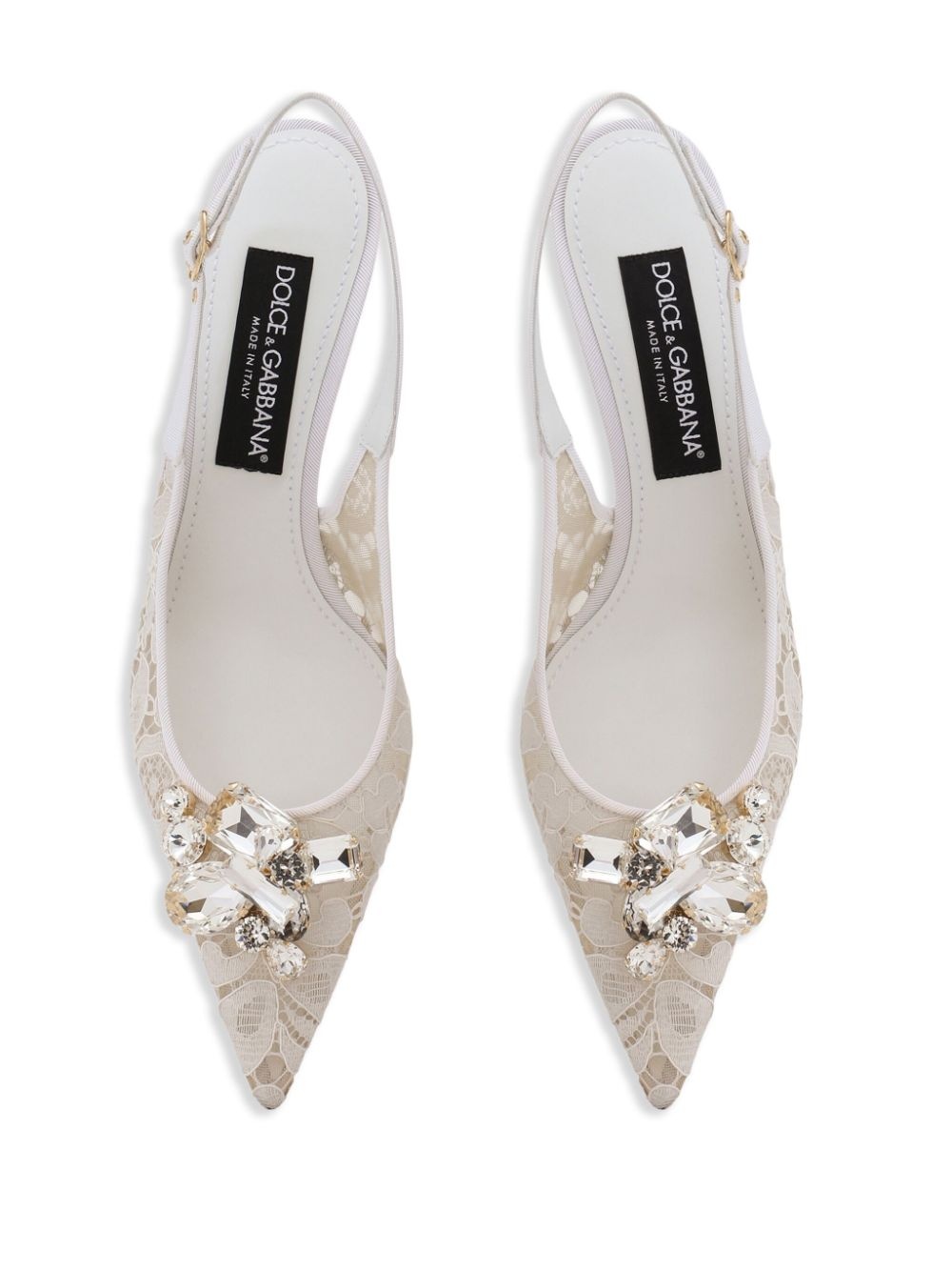 crystal lace slingback pumps - 4