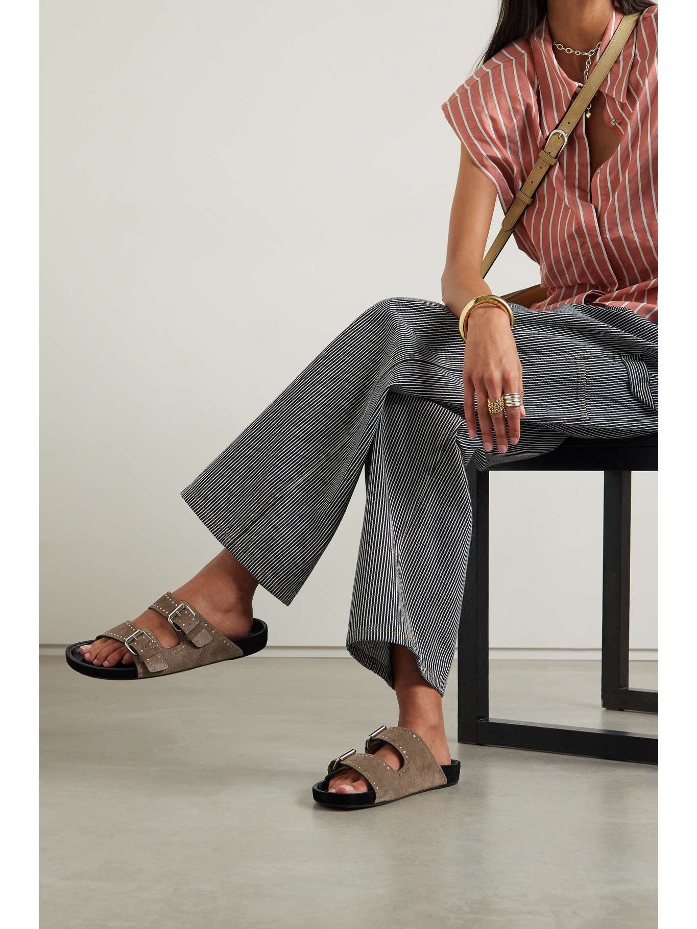 Lennyo studded suede slides - 2