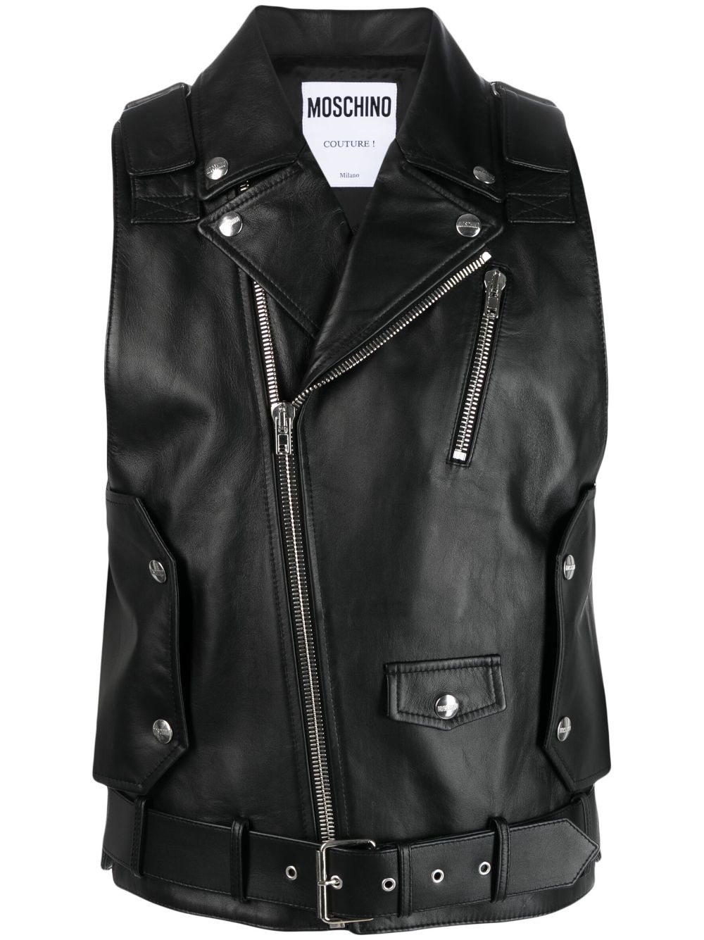 leather biker vest - 1