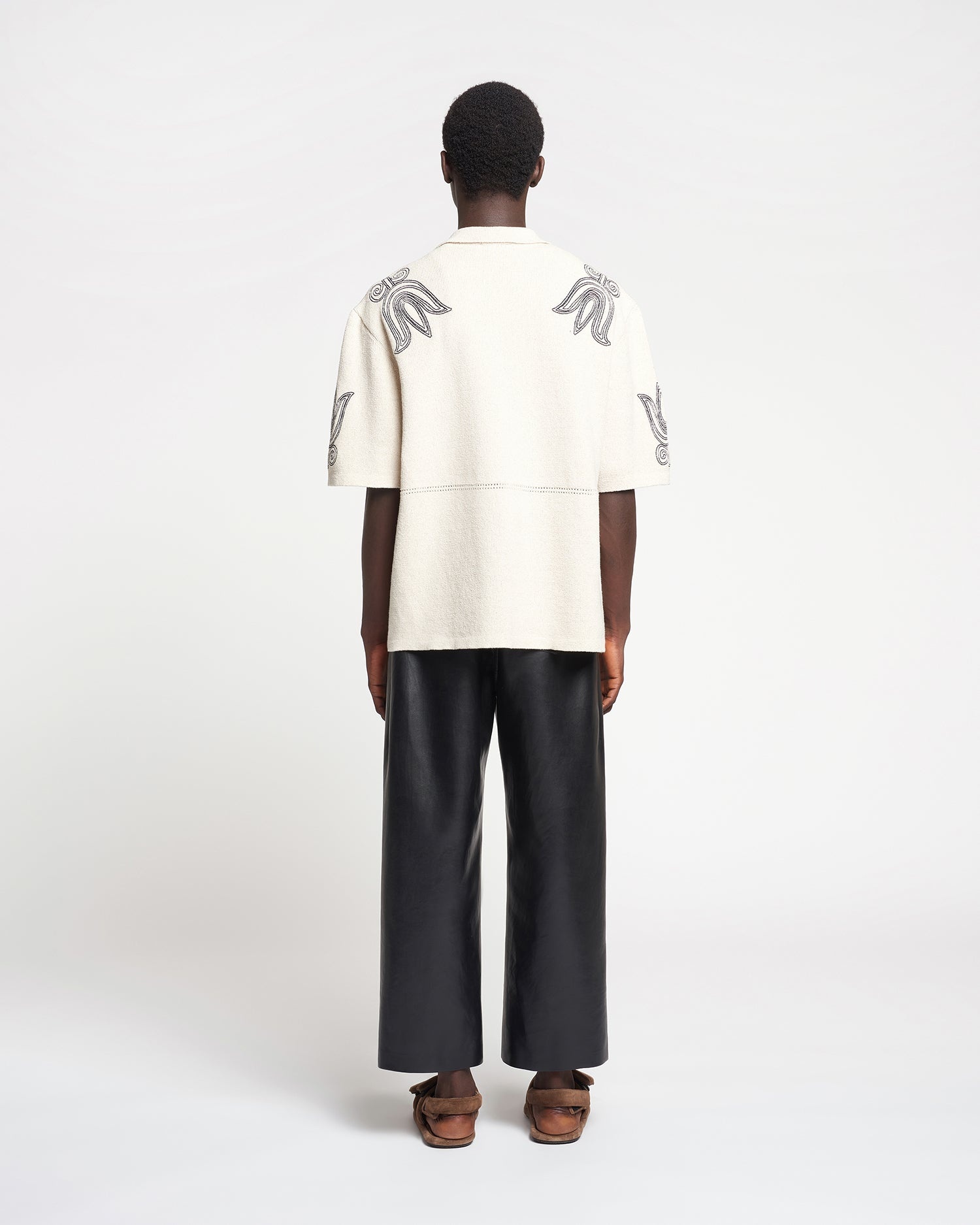 Embroidered Textured-Linen Camp Shirt - 5