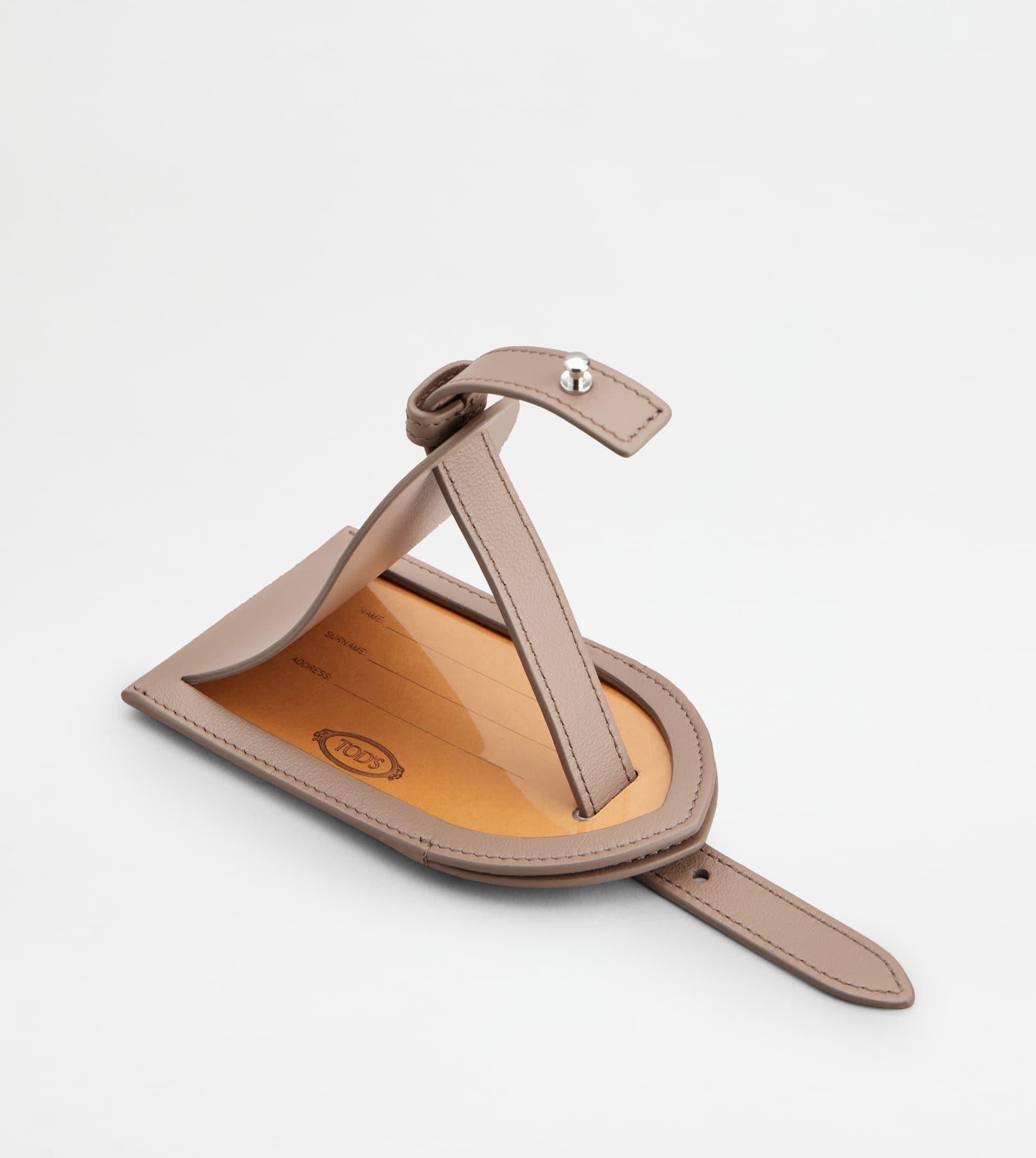 ADDRESS TAG IN LEATHER - BEIGE - 5
