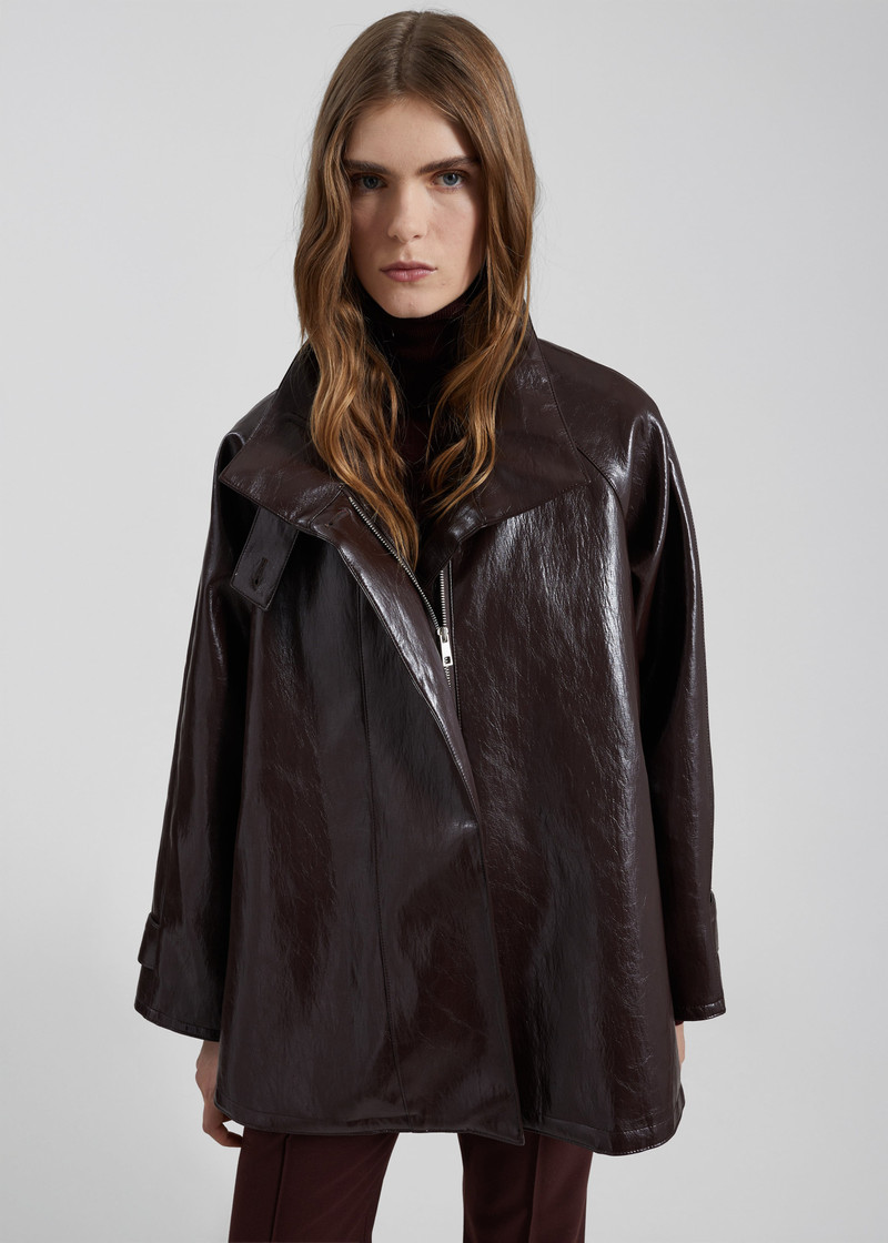 Dalaro Faux Leather Swing Jacket - Burgundy 5