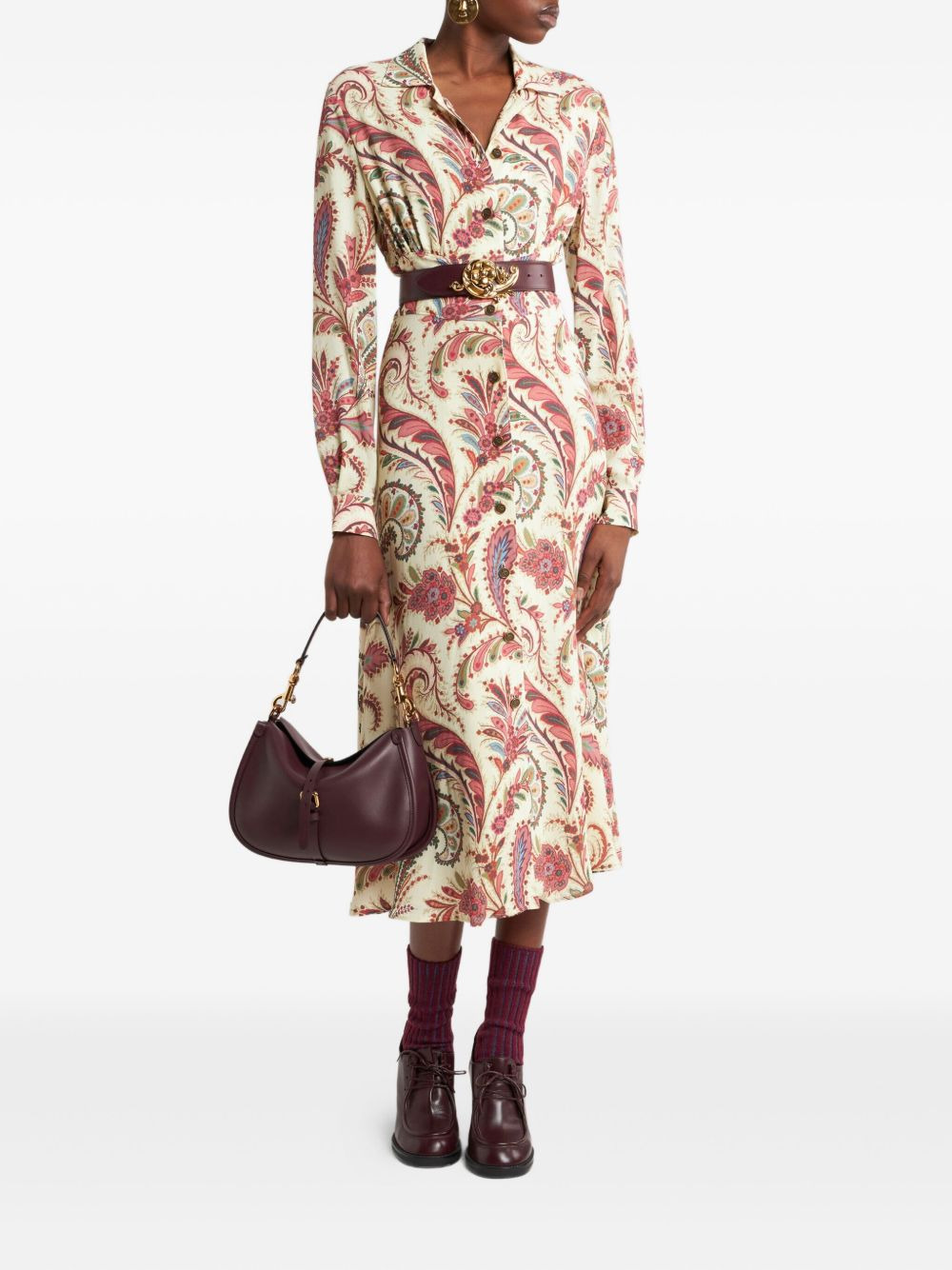 paisley-print shirt midi dress - 2