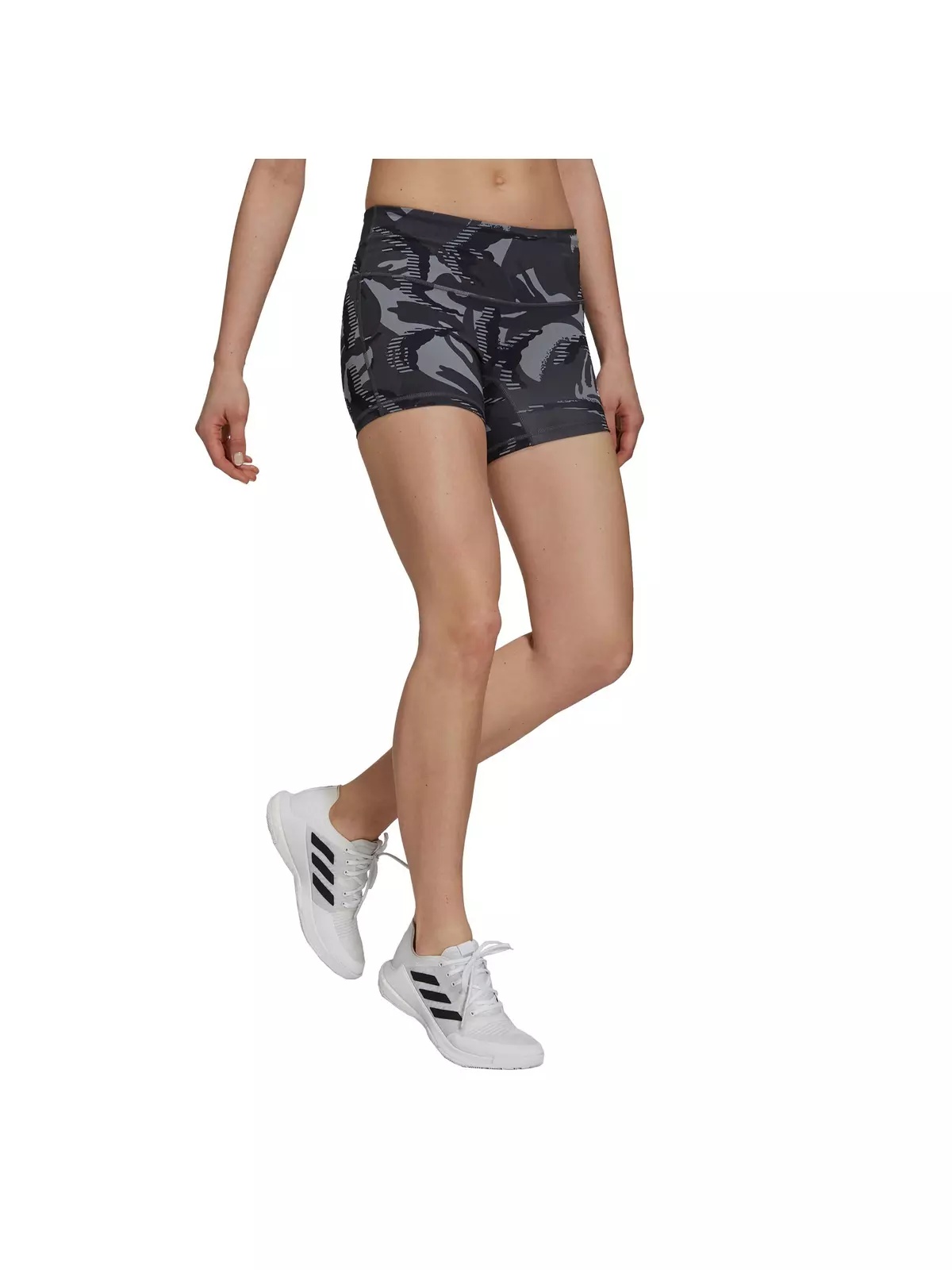 Women's Grey/Black 4-Inch Camo Short Leggings - 3