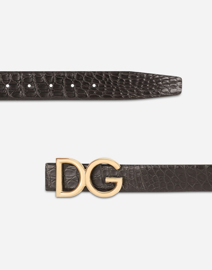 Crocodile flank nappa belt with DG logo - 2