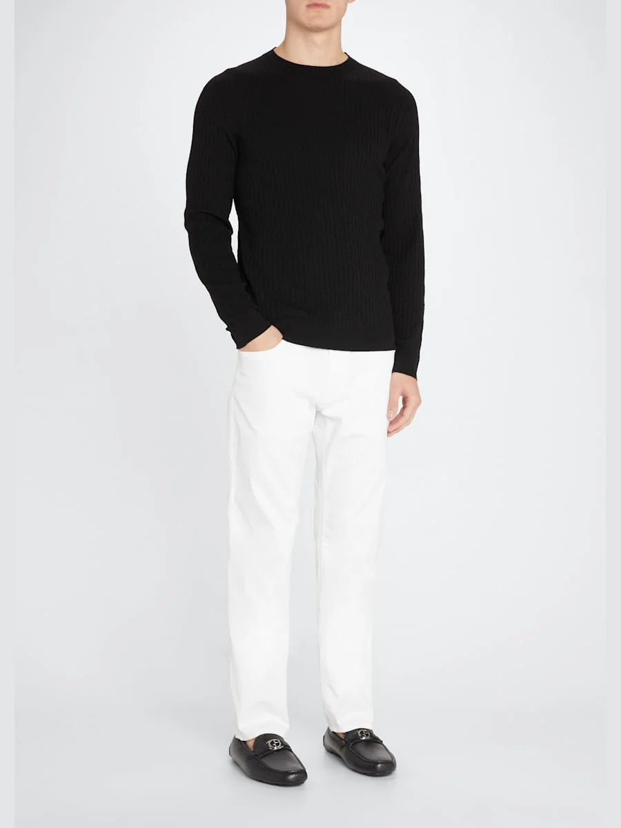 Men's Five-Pocket Solid Cotton-Stretch Pants - 1