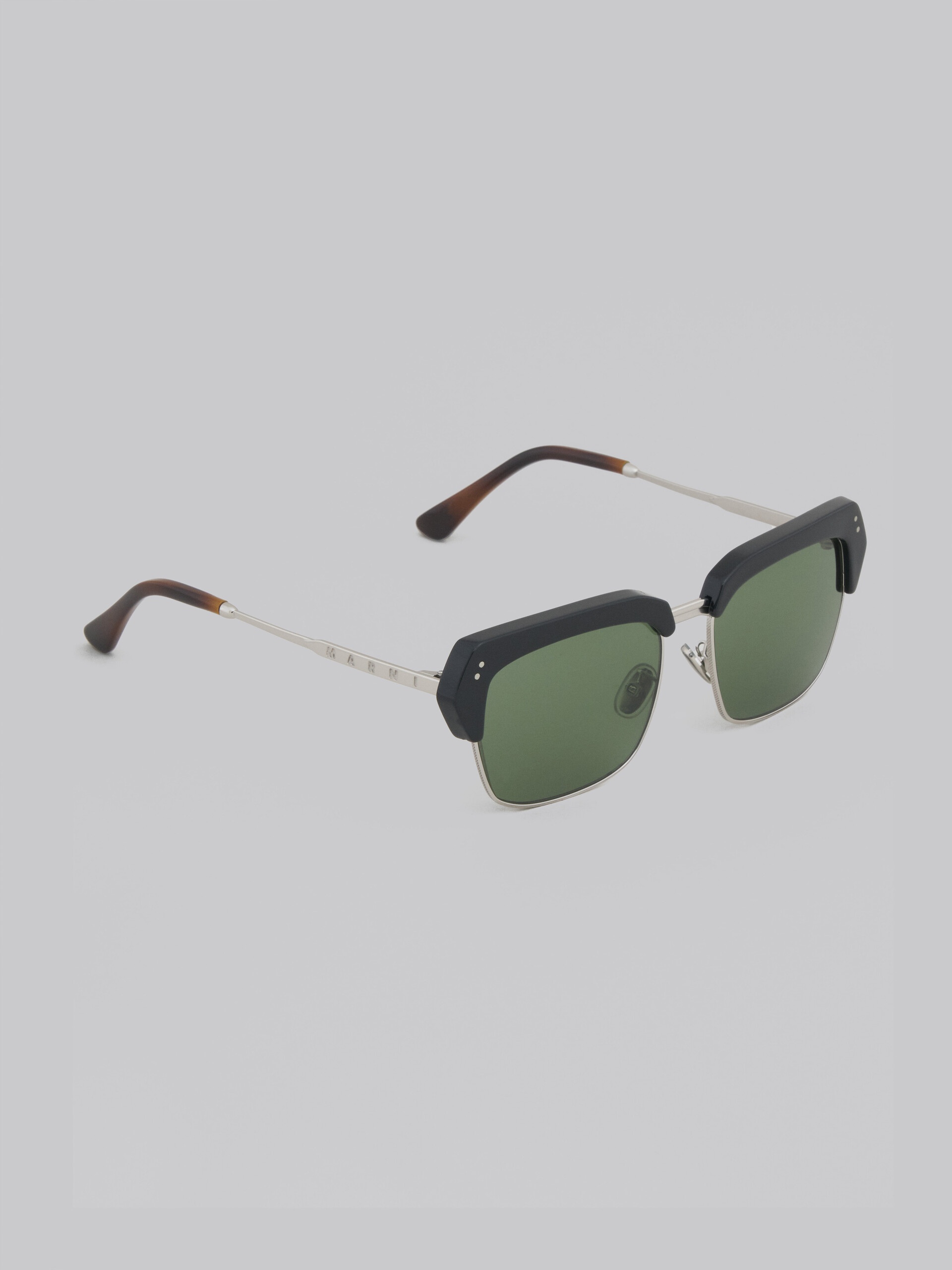 GREEN THREE GORGES METAL AND ACETATE SUNGLASSES - 2