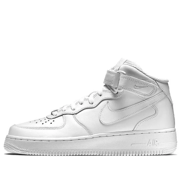 (WMNS) Nike Air Force 1 Mid 07 Leather 'Triple White' 366731-100 - 1