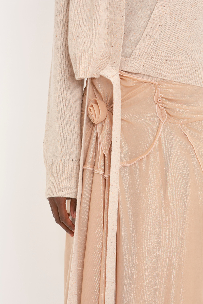 Wrap Front Cardigan In Nougat 5