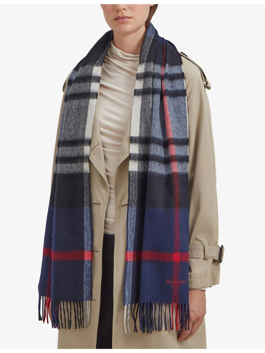 Small-check merino-wool scarf - 3