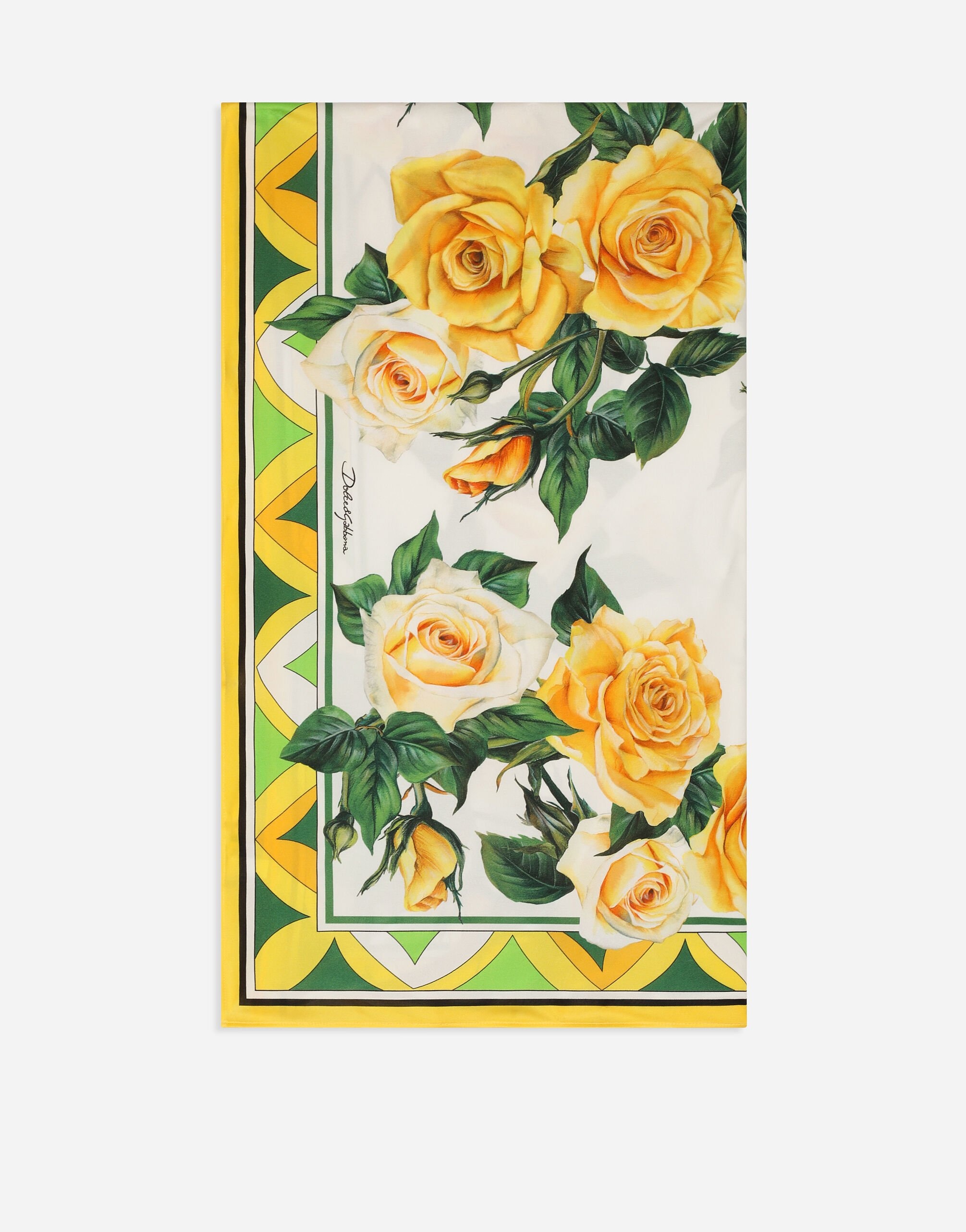Cotton sarong with yellow rose print (110x190) - 1
