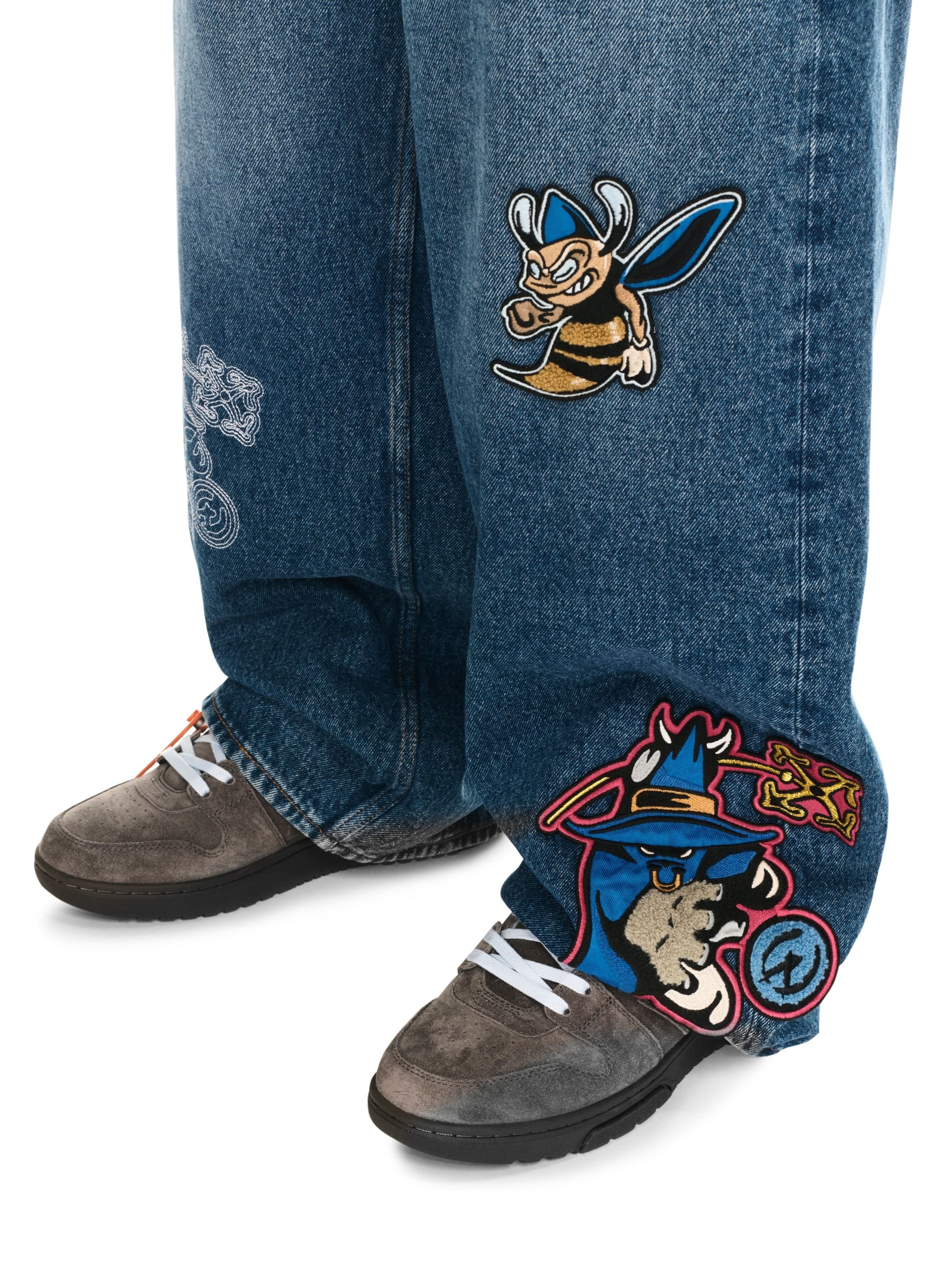 Blue Character Diag Straight Jeans - 5