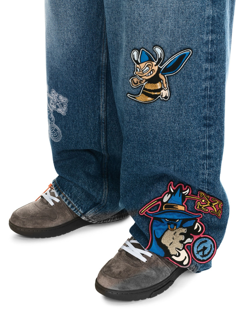 Blue Character Diag Straight Jeans 5