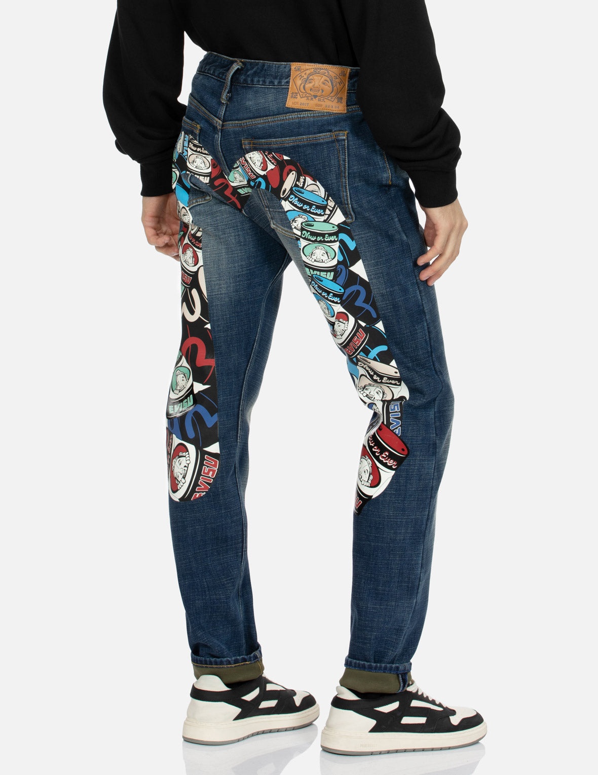 Godhead and Oil Barrel-Pattern Daicock Print Carrot Fit Jeans #2017 - 7