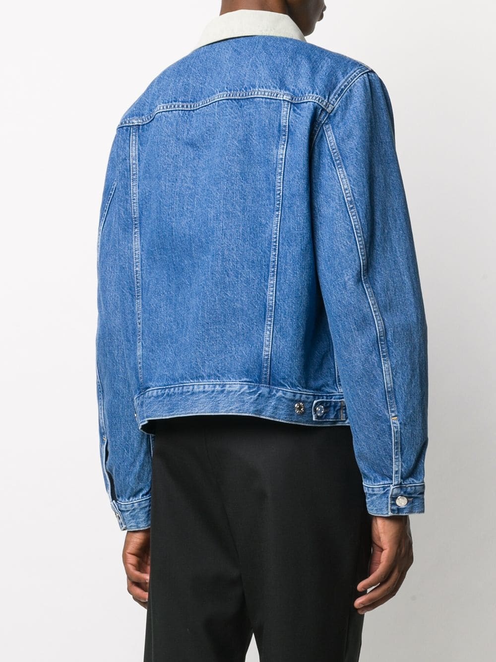 contrast collar denim jacket - 4