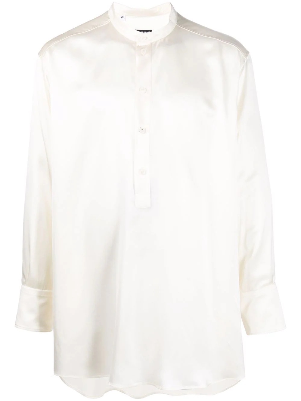 long-sleeve silk longline shirt - 1