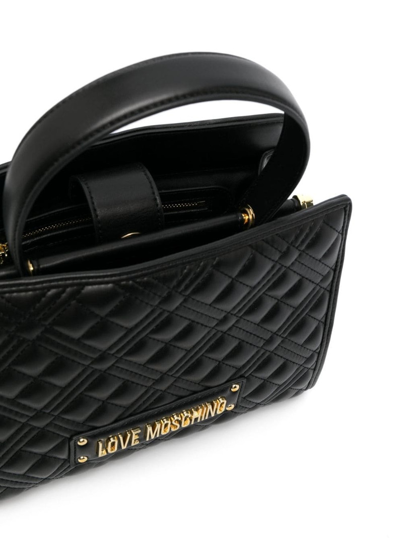 logo-lettering quilted tote bag 5