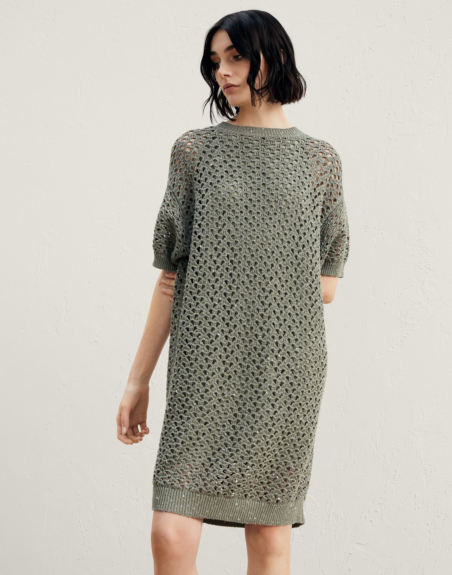 Dazzling Net knit dress in cotton, linen and silk - 1
