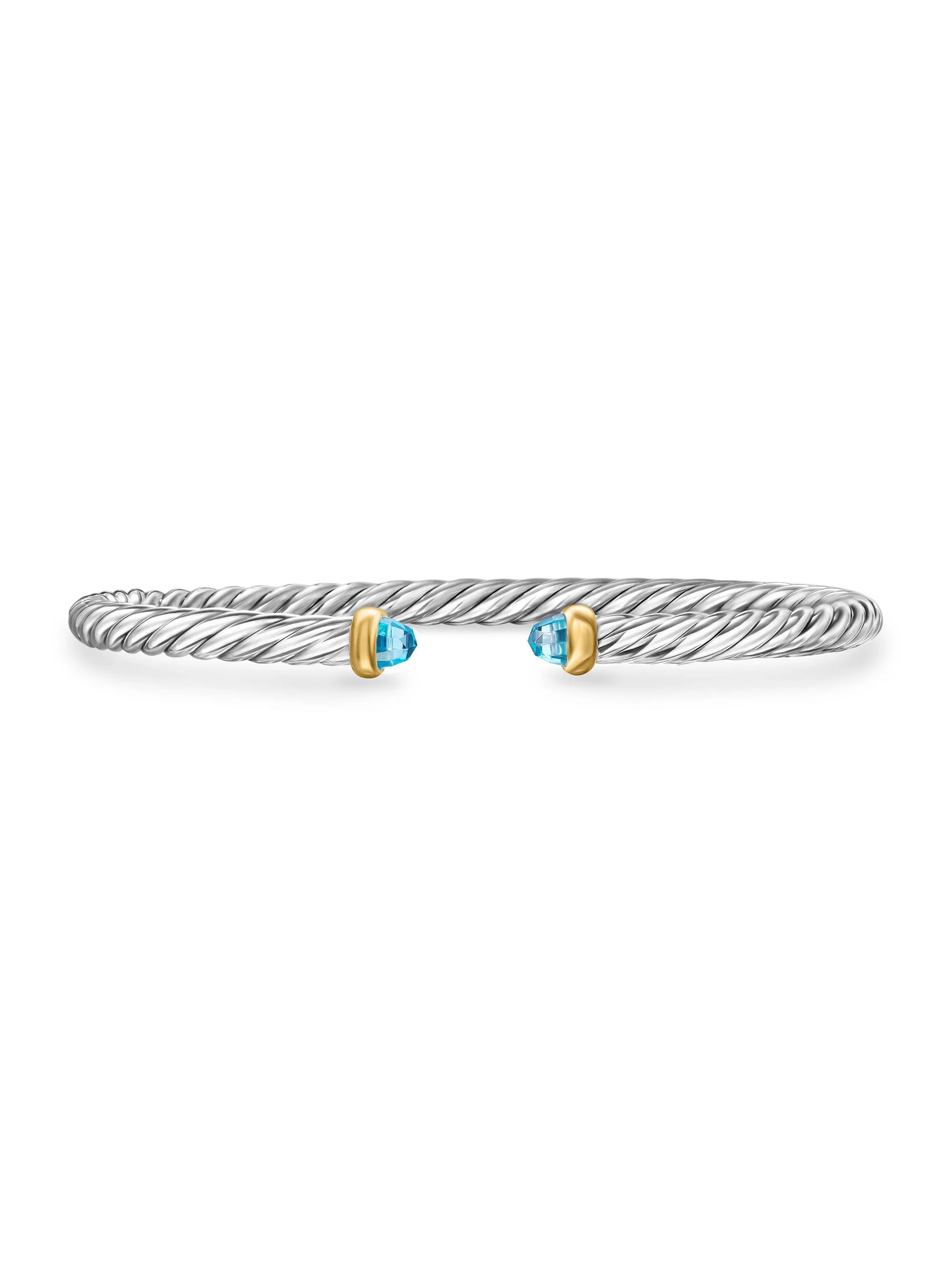Women's Cable Flex Bracelet in Sterling Silver - Blue Topaz - 1