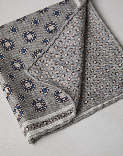 Brunello Cucinelli Double face silk pocket square with geometric pattern outlook