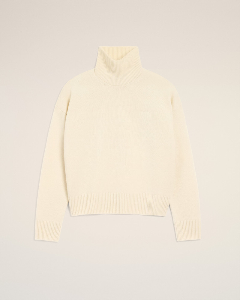 WHITE WOOL AMI DE COEUR FUNNEL NECK SWEATER 1