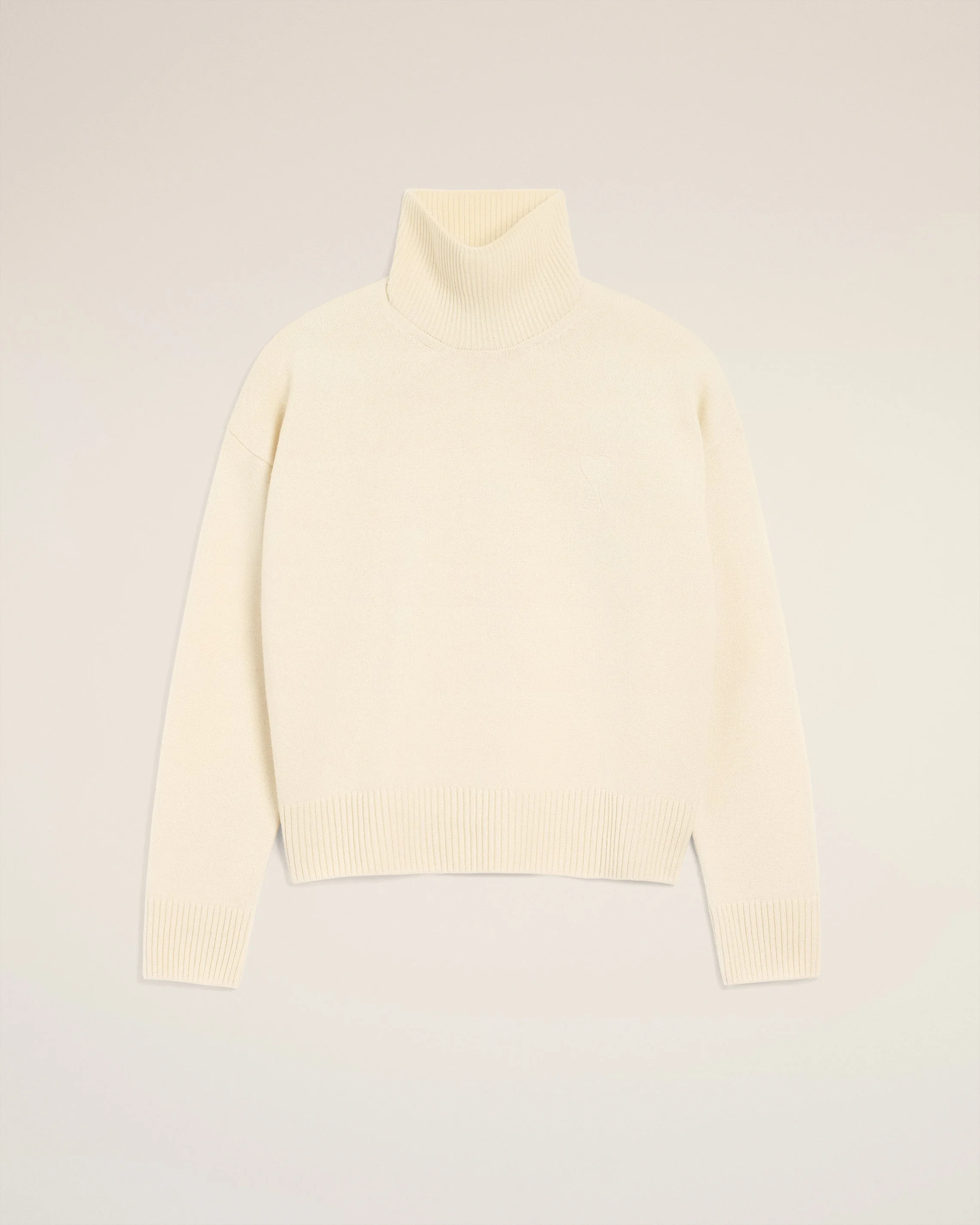 WHITE WOOL AMI DE COEUR FUNNEL NECK SWEATER - 1