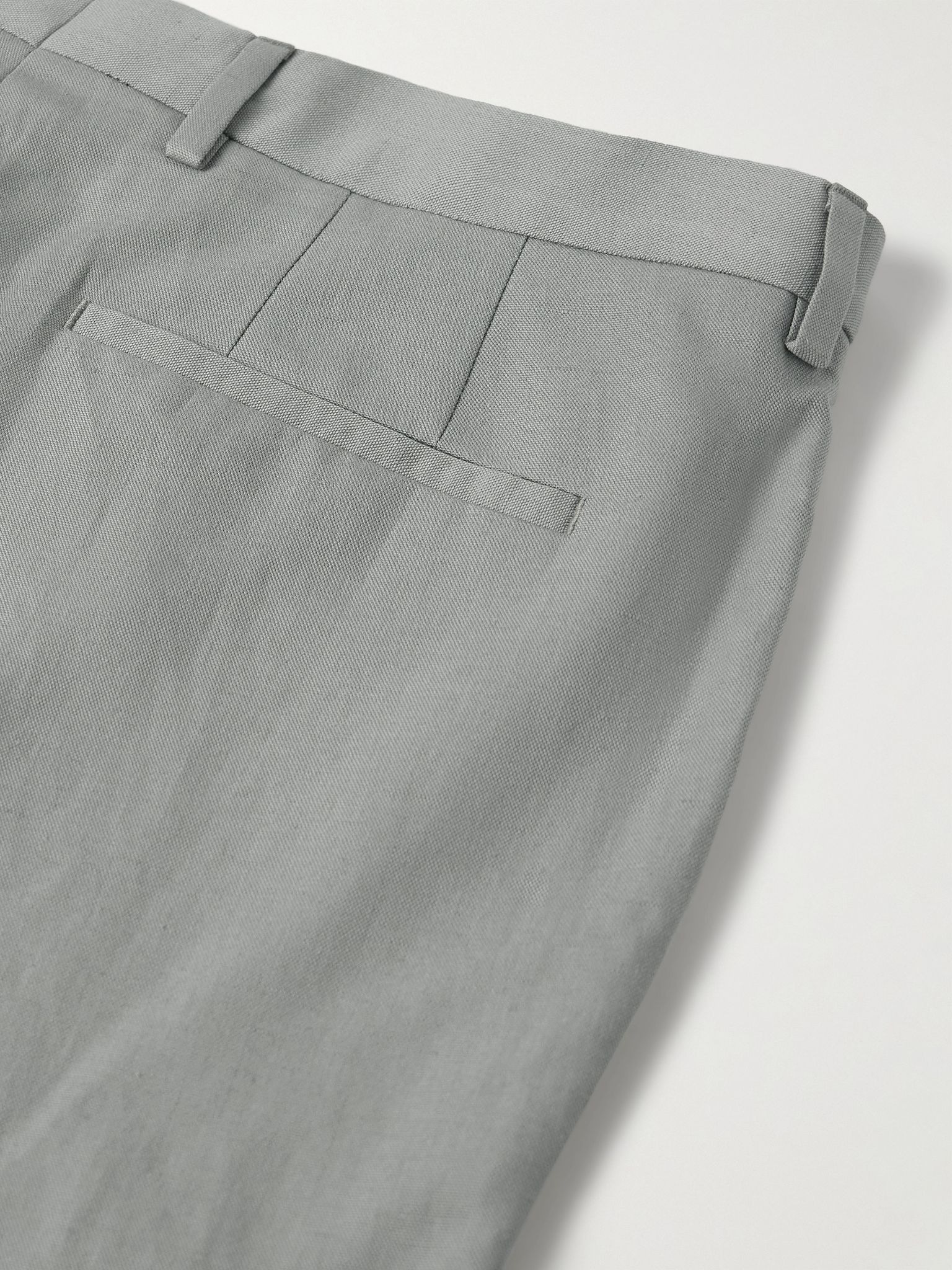 Slim-Fit Linen, Cotton and Lyocell-Blend Suit Trousers Gray green - 5