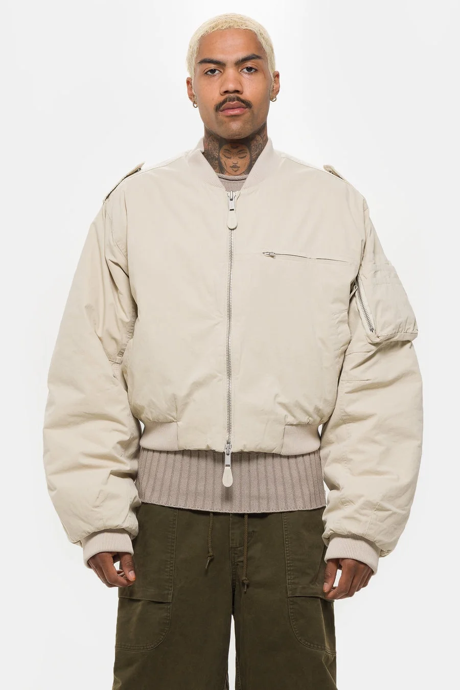 A-4 Bomber Jacket in Off White - 1