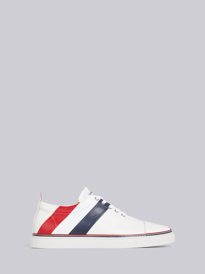 White Pebbled RWB Diagonal Stripe Rubber Cupsole Trainer 1