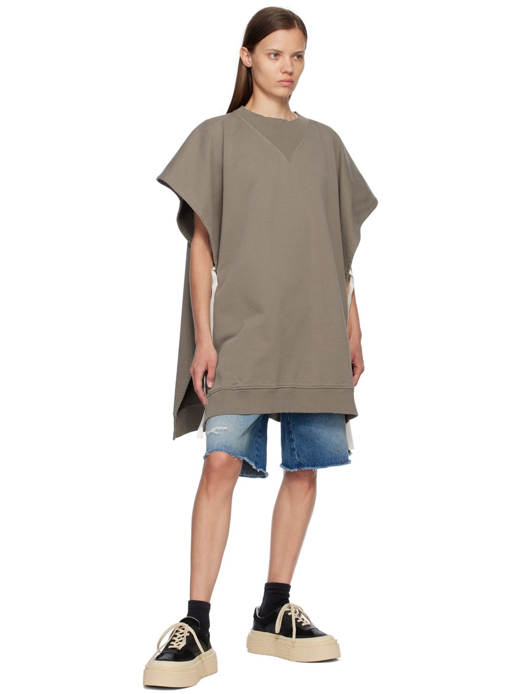 Taupe Draped Sweatshirt - 4