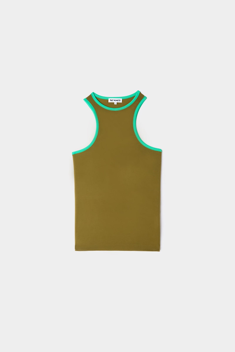 SUPER STRETCH HALTER TOP / olive green 1