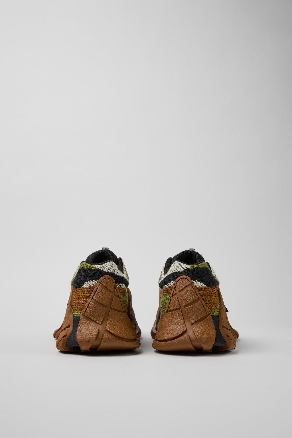 Brown-Green Textile Sneakers - 3