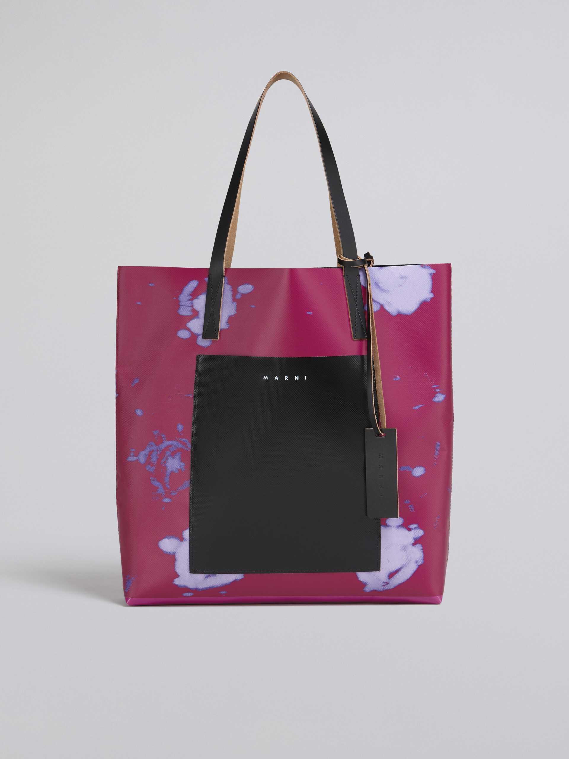 PINK FADED ROSES PRINT PVC BAG - 1