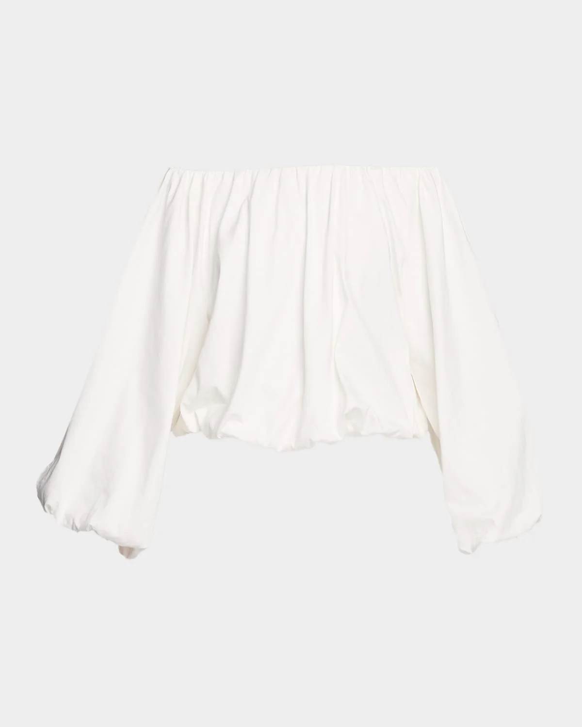 Soft Volume Blouson-Sleeve Cotton Shirt - 1