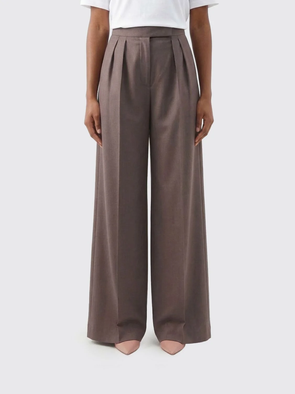 Max Mara Women Wide Leg Trousers Max Mara In Virgin Wool - 1
