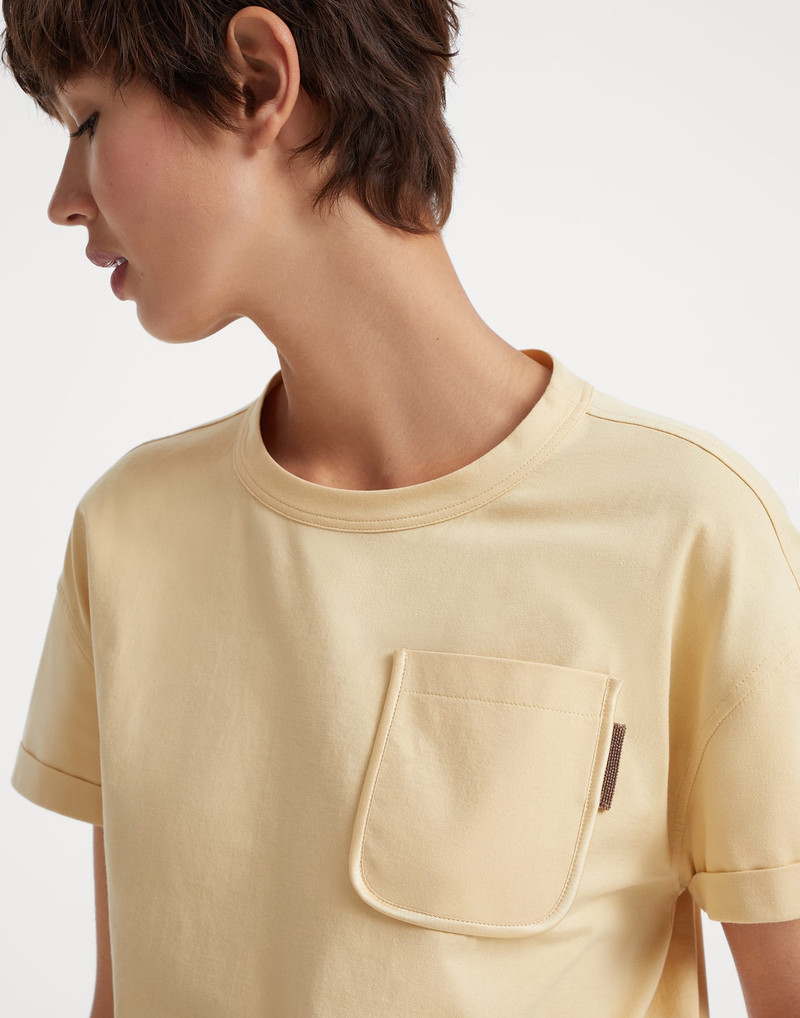 Cotton jersey T-shirt with shiny tab 3