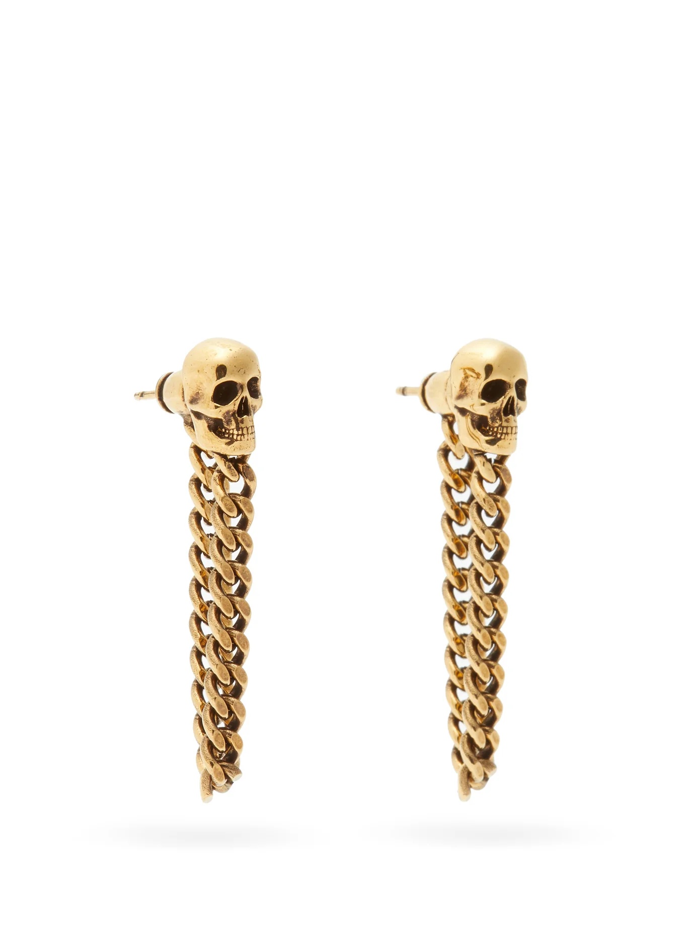 Skull chain-link drop earrings - 1